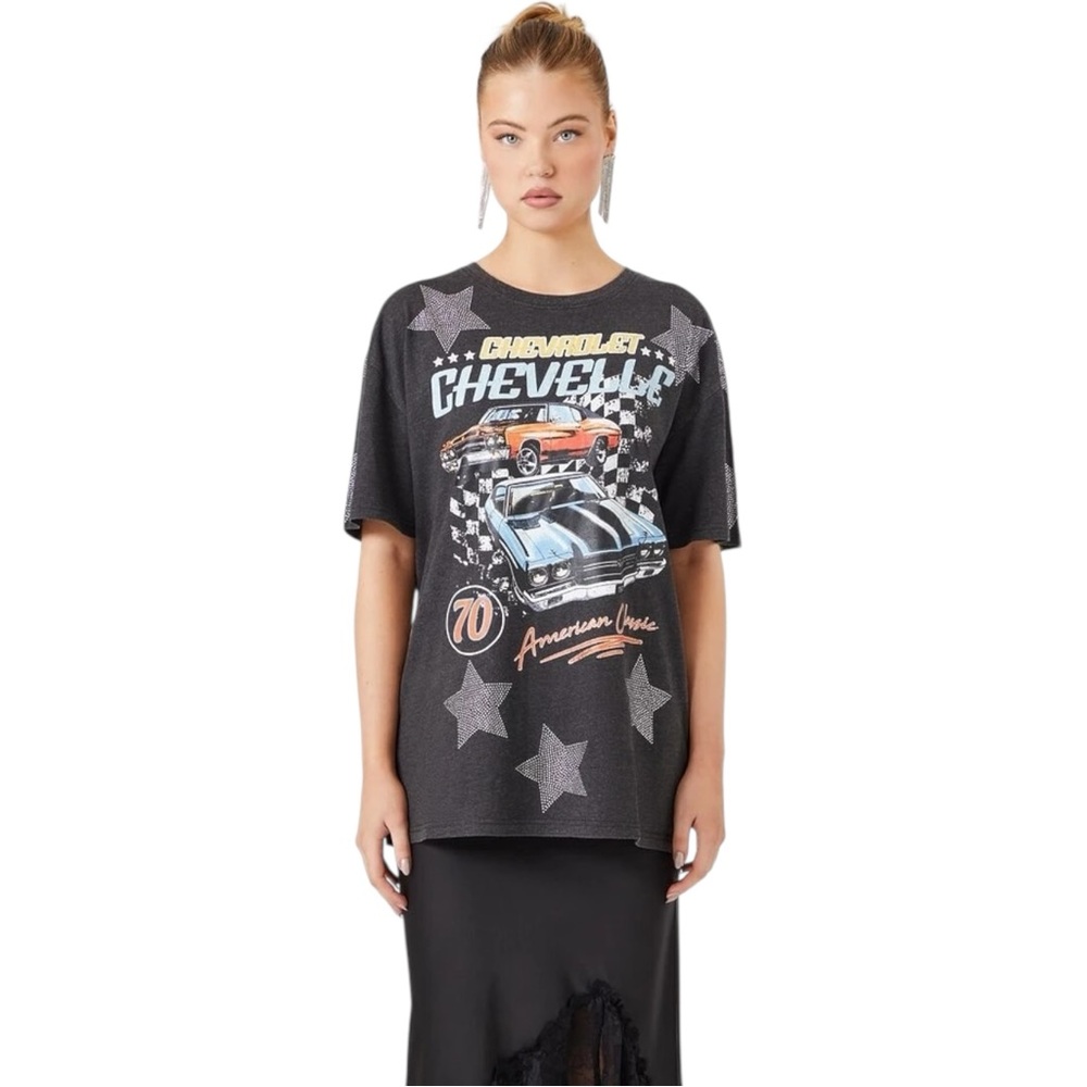 Chevrolet Chevelle GM‎ 1970 Graphic Tee Bedazzled Stars Oversized Small